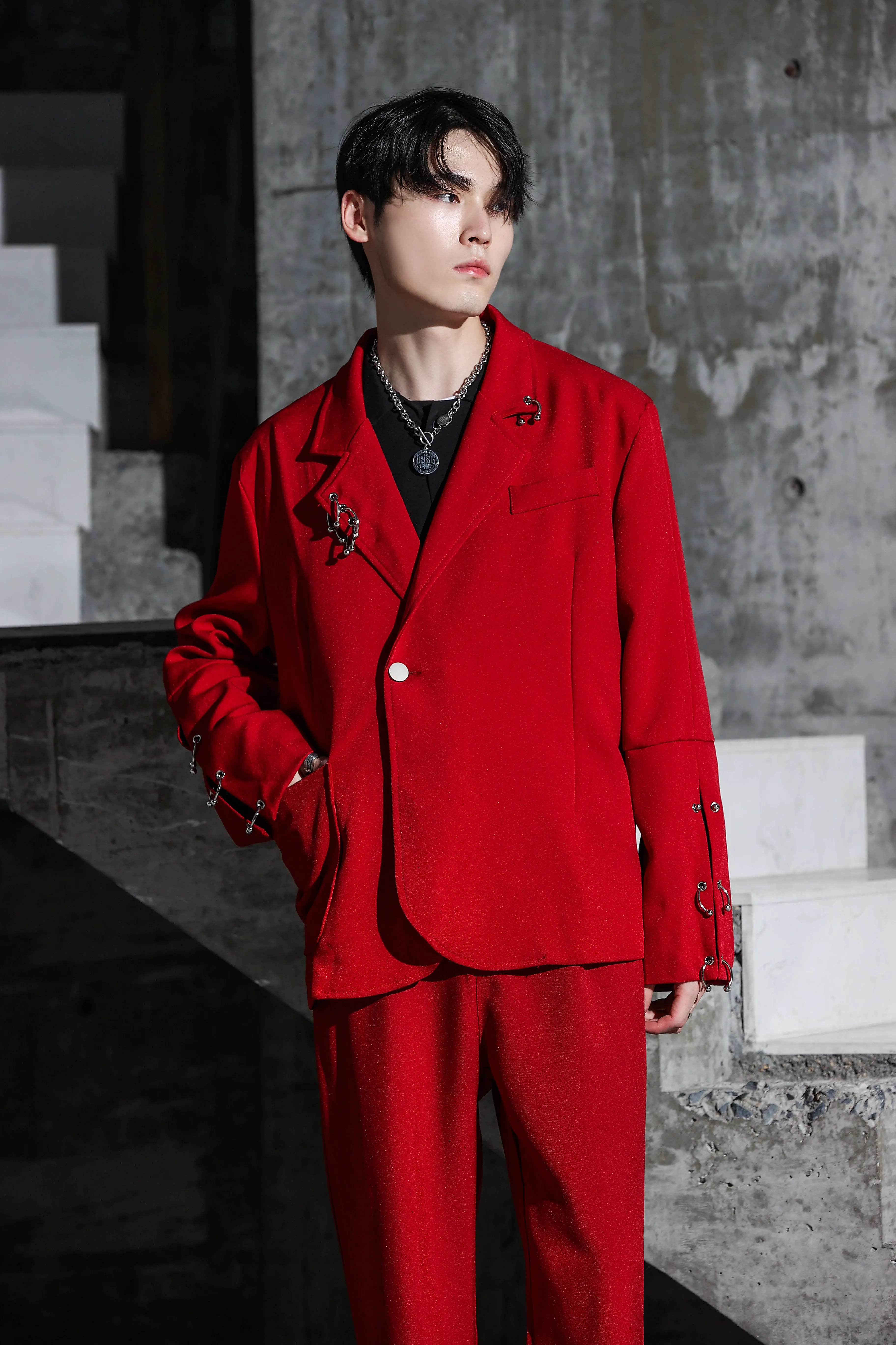 Oversized Suit Jacket with Rings and Wide Leg Pants Set sold by Night City Clothing product image thumbnail 5