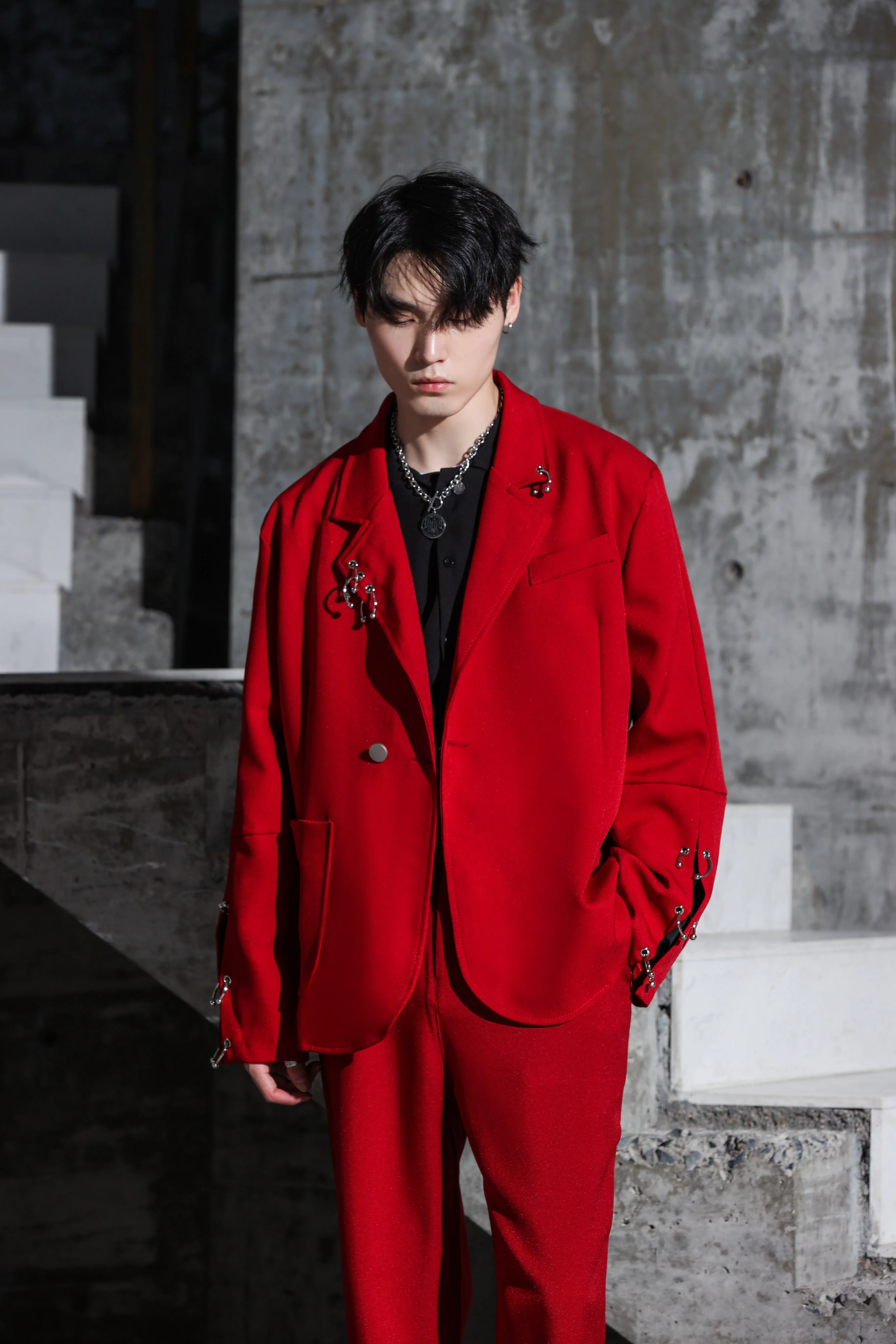 Oversized Suit Jacket with Rings and Wide Leg Pants Set sold by Night City Clothing product image thumbnail 3