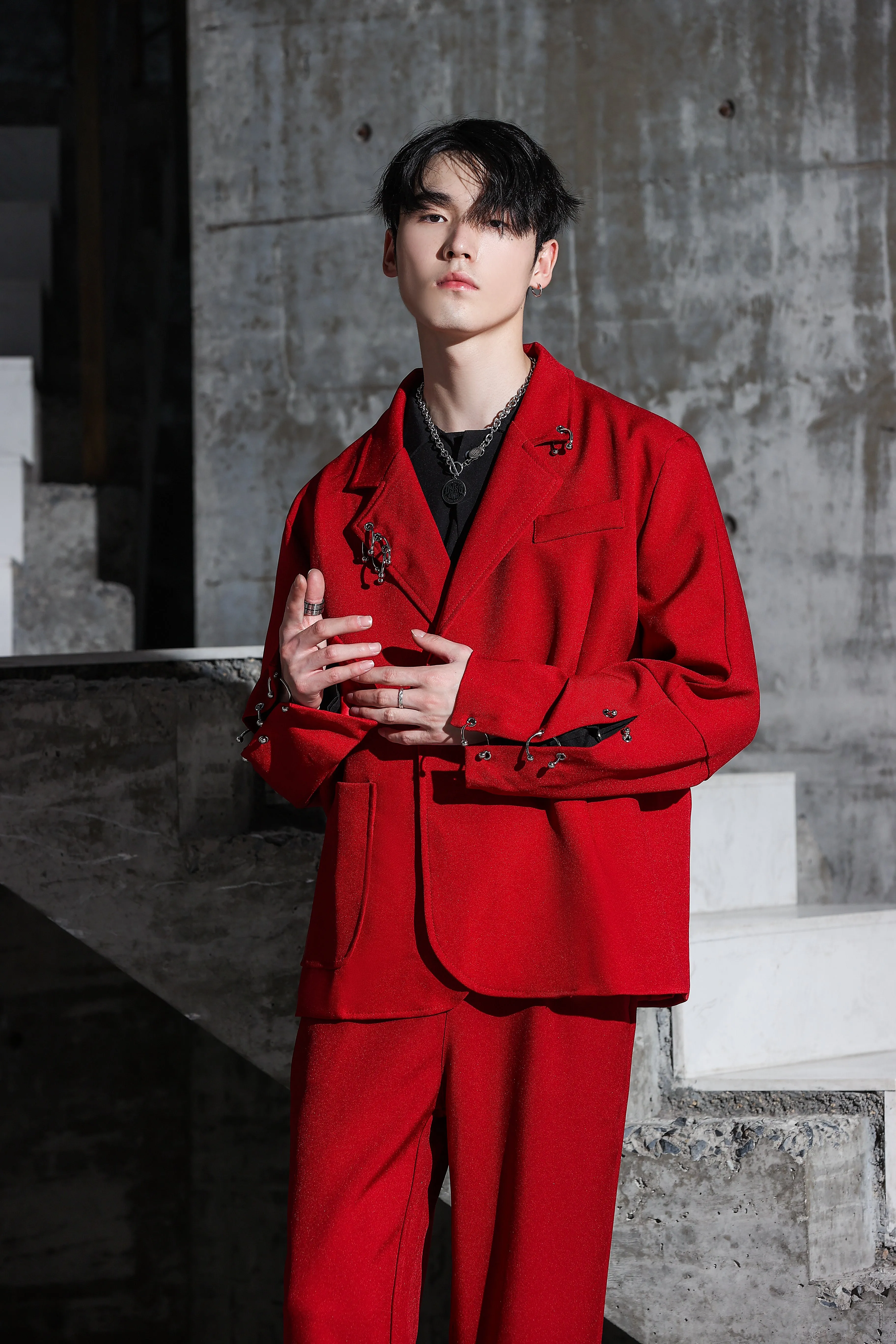 Oversized Suit Jacket with Rings and Wide Leg Pants Set sold by Night City Clothing product image thumbnail 4