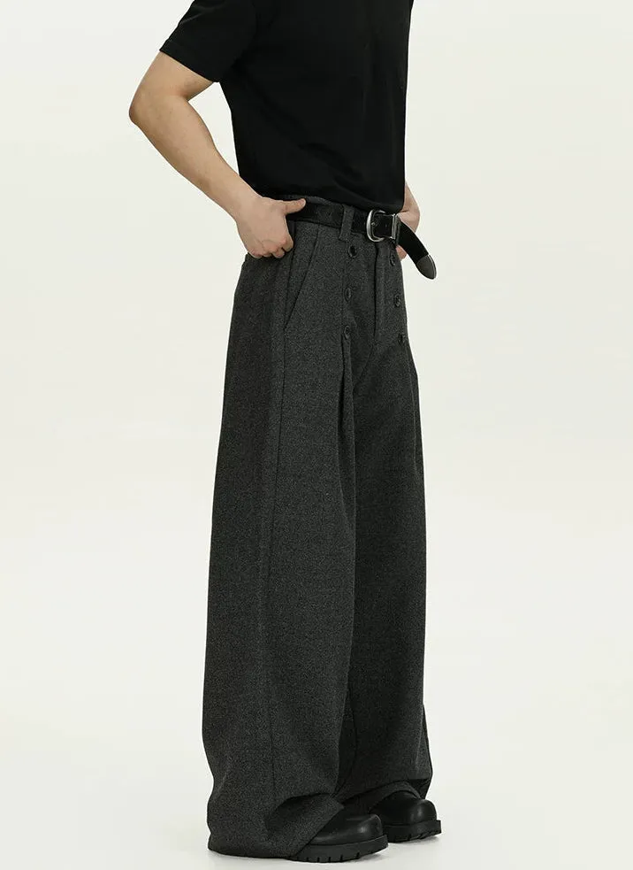 High-Waisted Pleated Wide Leg Trousers with Button Details sold by Night City Clothing product image thumbnail 3