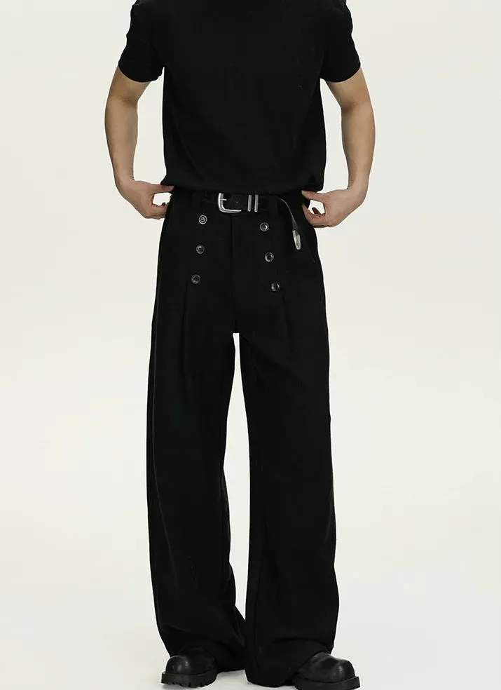 High-Waisted Pleated Wide Leg Trousers with Button Details sold by Night City Clothing product image thumbnail 5