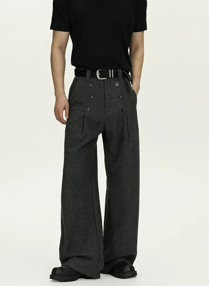 High-Waisted Pleated Wide Leg Trousers with Button Details sold by Night City Clothing product image thumbnail 2