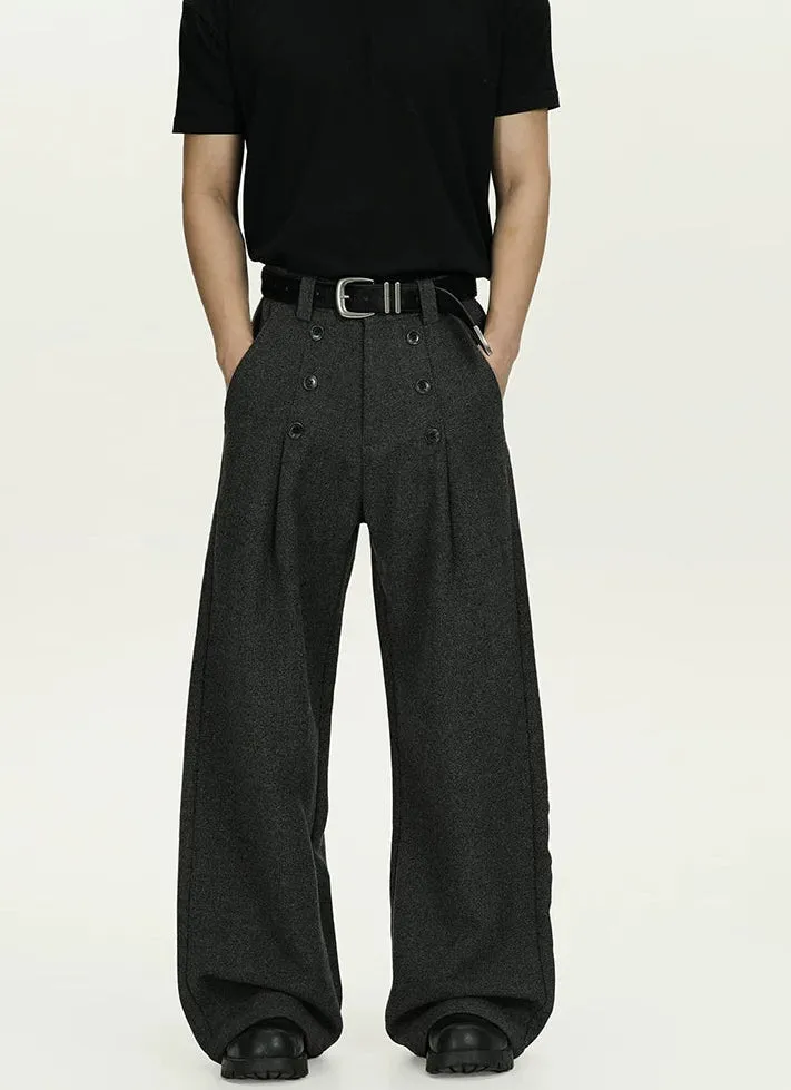 High-Waisted Pleated Wide Leg Trousers with Button Details sold by Night City Clothing
