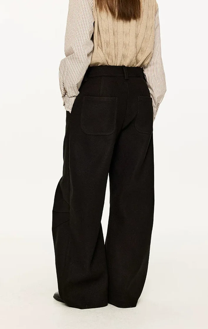 Wide Leg Half-Pleated and Half Contrast Stitch Trousers sold by Night City Clothing product image thumbnail 4