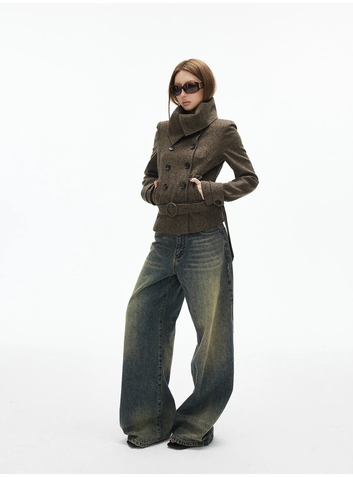 Slim Double-Breasted Wool-Blend Military Jacket sold by Night City Clothing product image thumbnail 3