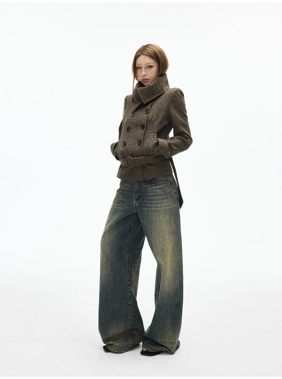 Slim Double-Breasted Wool-Blend Military Jacket sold by Night City Clothing product image thumbnail 2