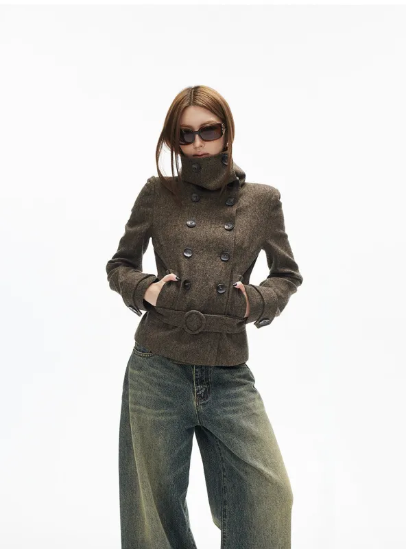Slim Double-Breasted Wool-Blend Military Jacket made by Night City Clothing