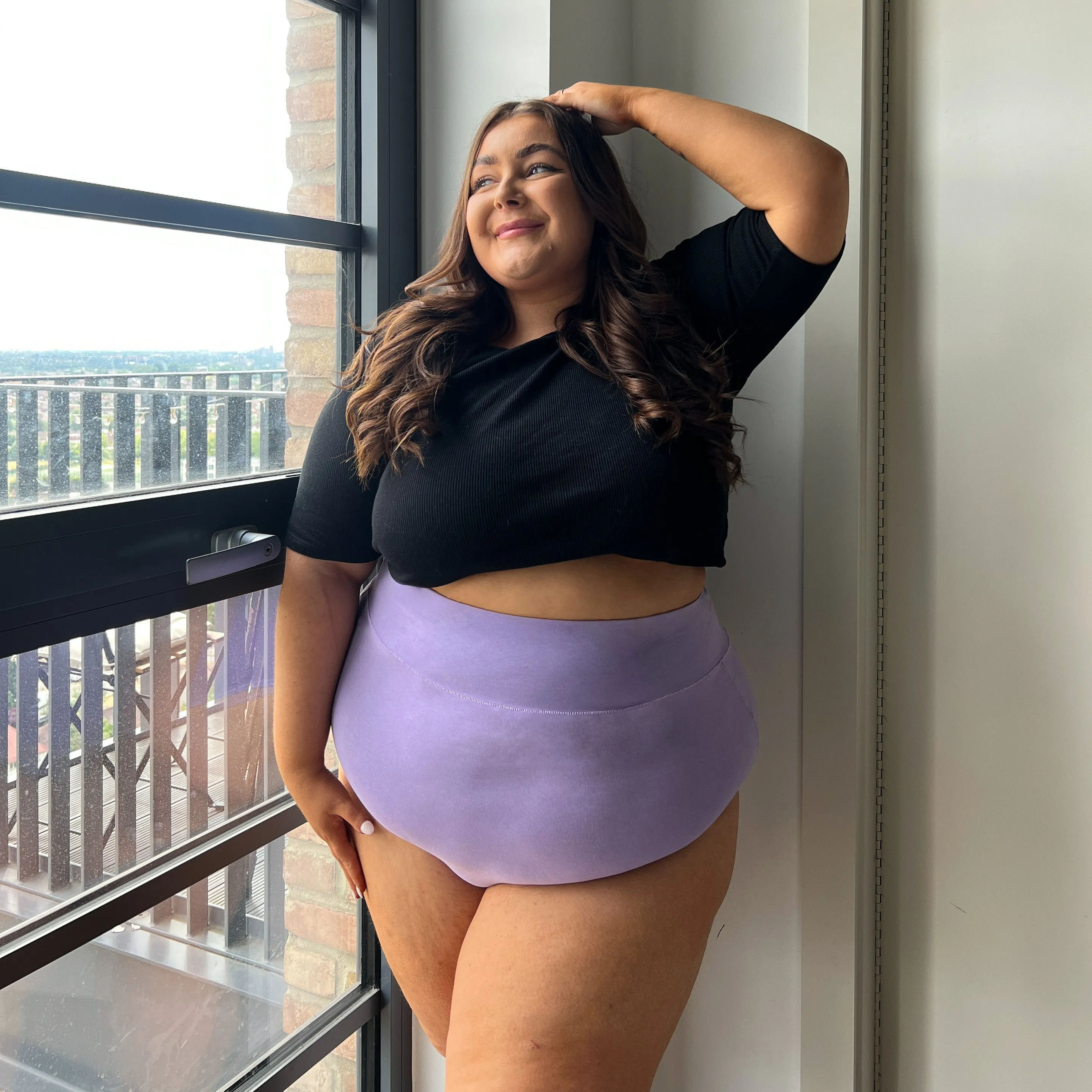 Organic Cotton Super High Waist Panties - Cassis de Violet sold by Snag Tights