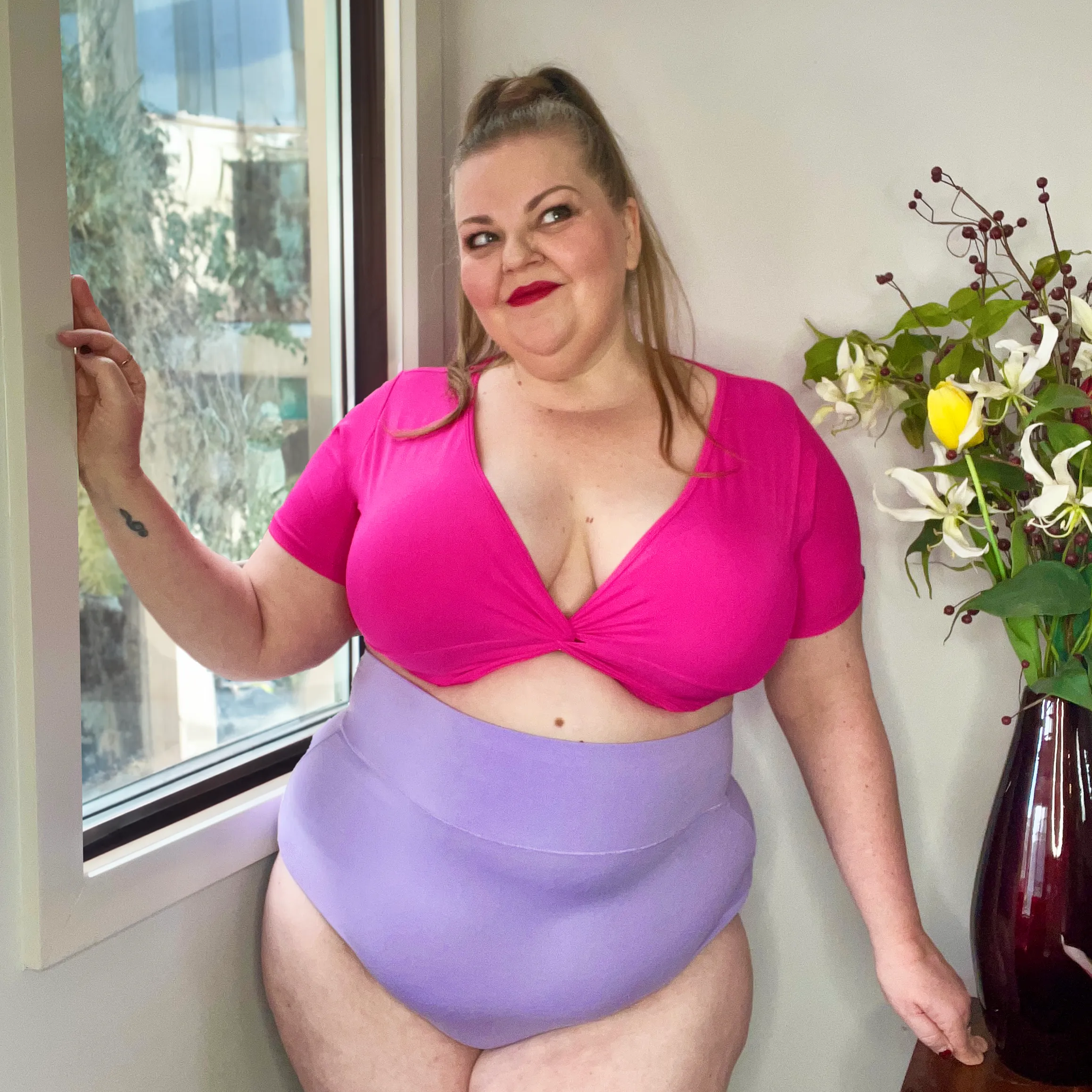 Organic Cotton Super High Waist Panties - Cassis de Violet sold by Snag Tights product image thumbnail 5