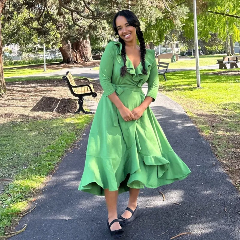 Frill Wrap Dress - Meadow sold by Snag Tights