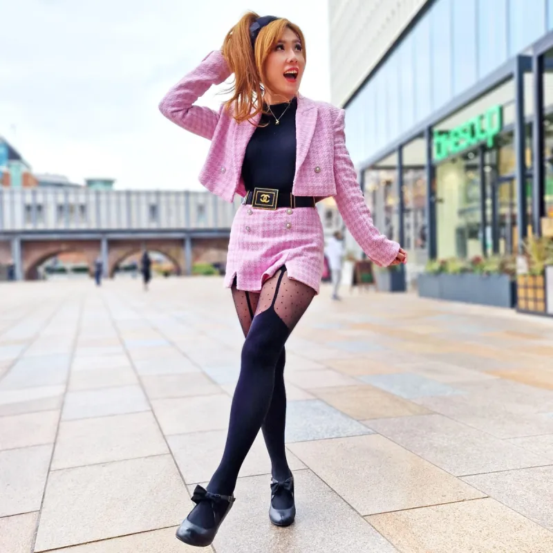 The Polka - Black sold by Snag Tights