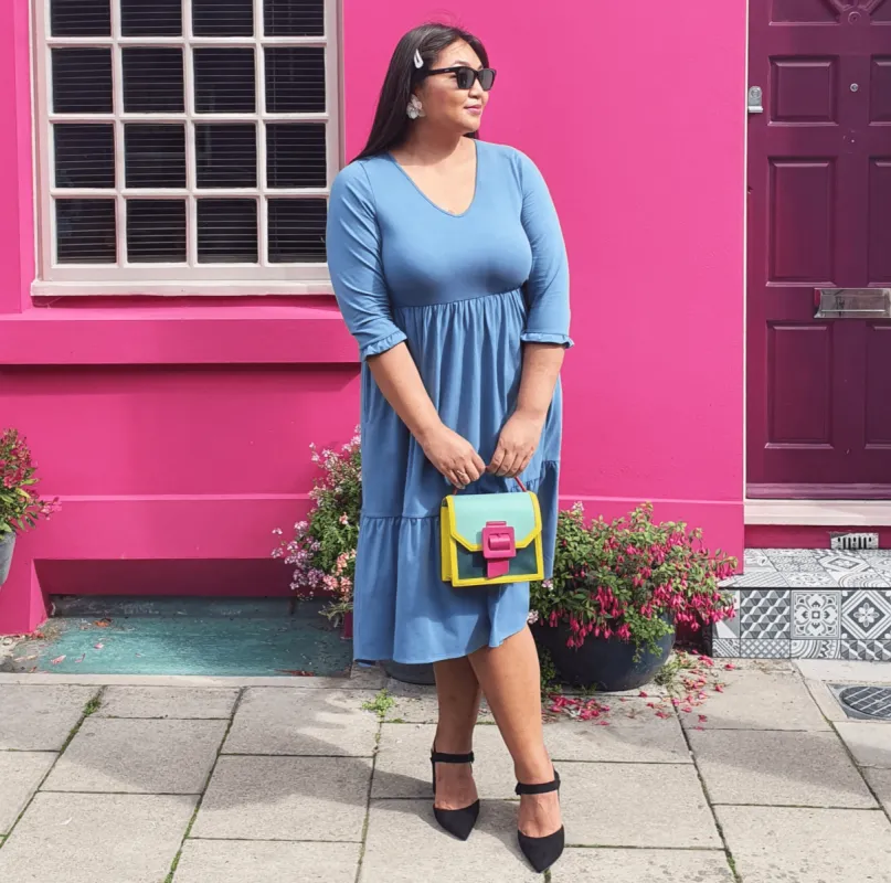 Tiered Midi Dress - Denim sold by Snag Tights