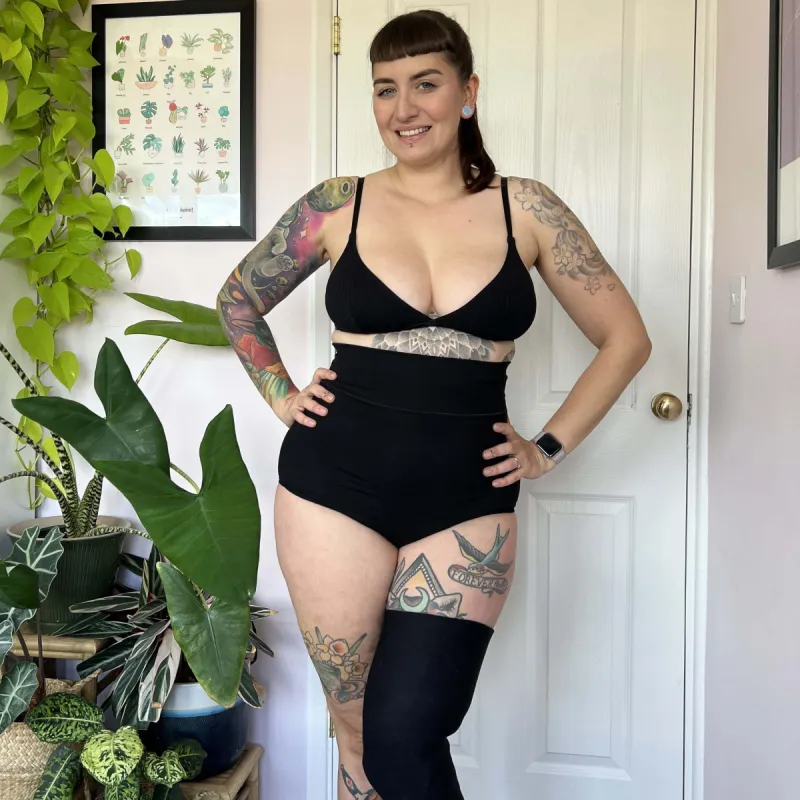 Organic Cotton Super High Waist Panties - Black sold by Snag Tights