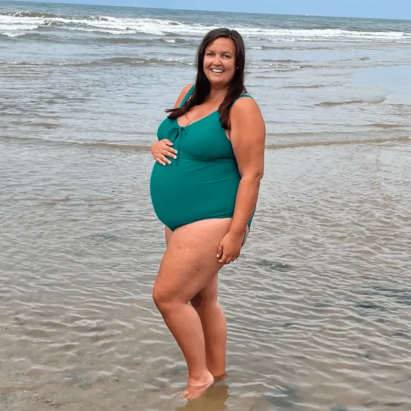That loving feel'in Maternity Swimsuit - Teal sold by Snag Tights