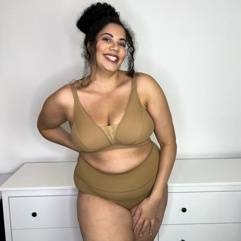 Ribbed Bra Full Cup - Caramel sold by Snag Tights
