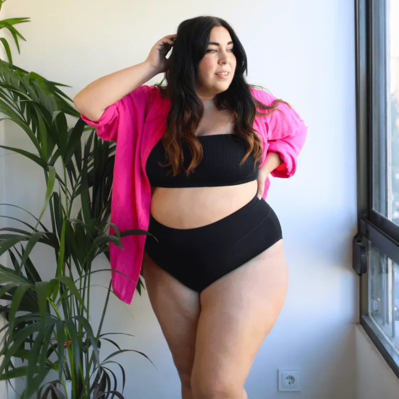 Organic Cotton Full Brief Panties - Black sold by Snag Tights