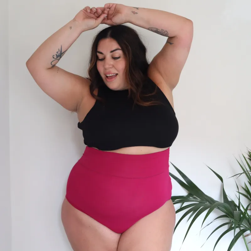 Organic Cotton Super High Waist Panties - Raspberry Pie sold by Snag Tights