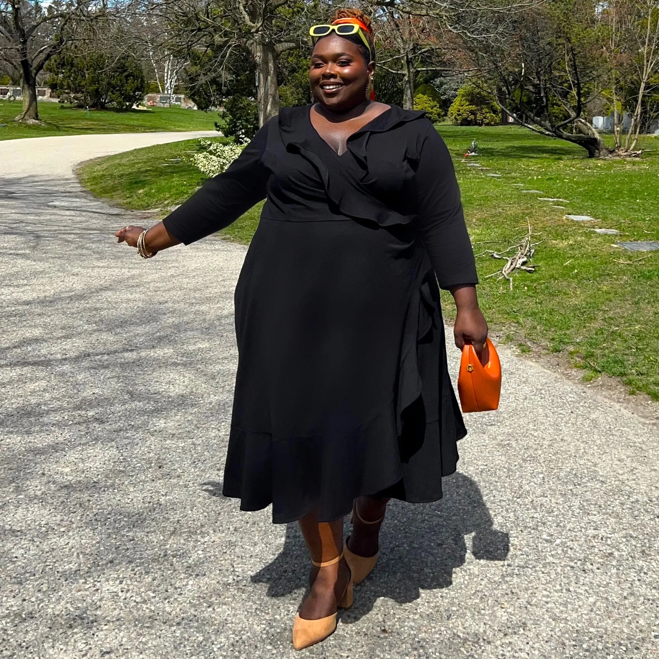 Frill Wrap Dress - Black sold by Snag Tights