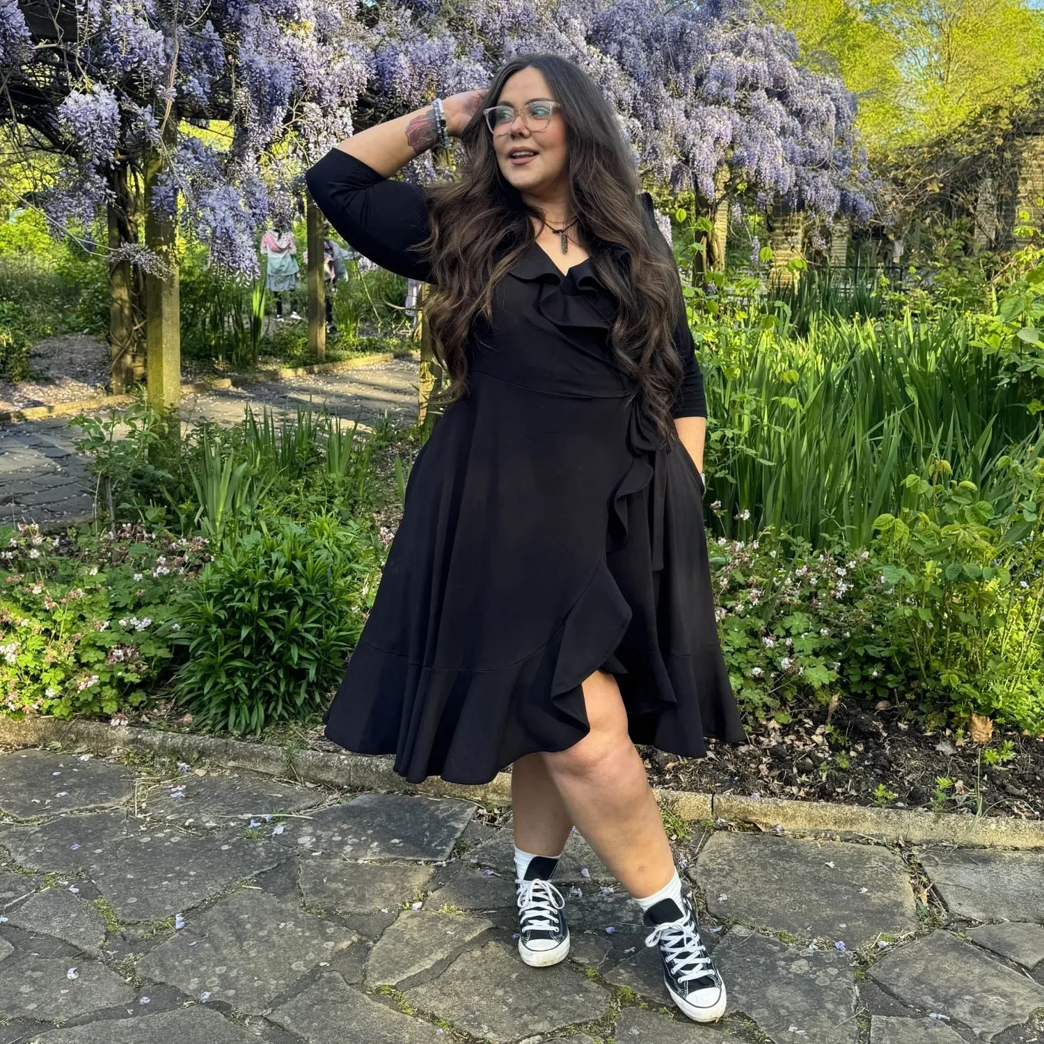 Frill Wrap Dress - Black sold by Snag Tights product image thumbnail 2