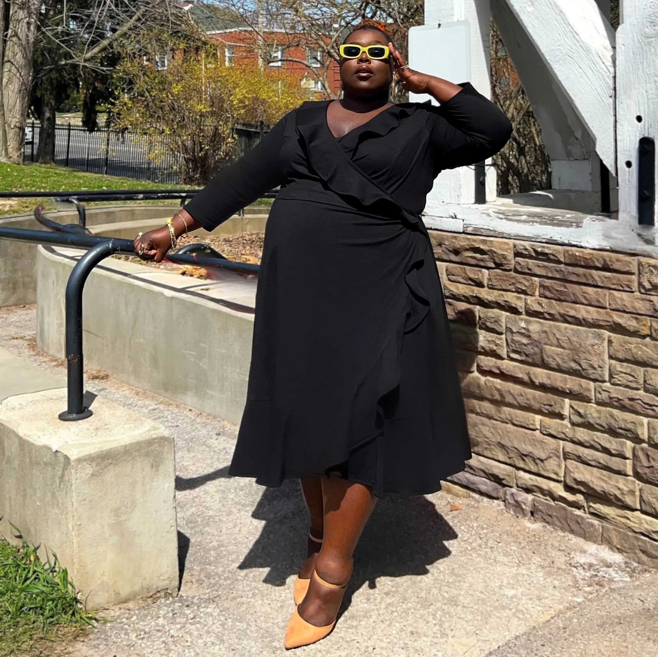 Frill Wrap Dress - Black sold by Snag Tights product image thumbnail 4