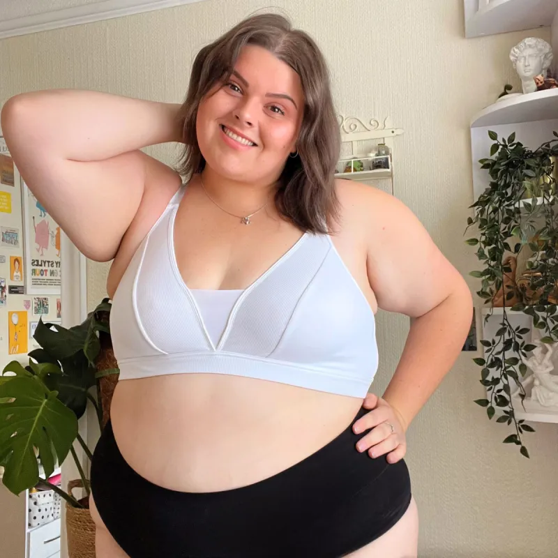 Ribbed Bra Regular Cup - White sold by Snag Tights