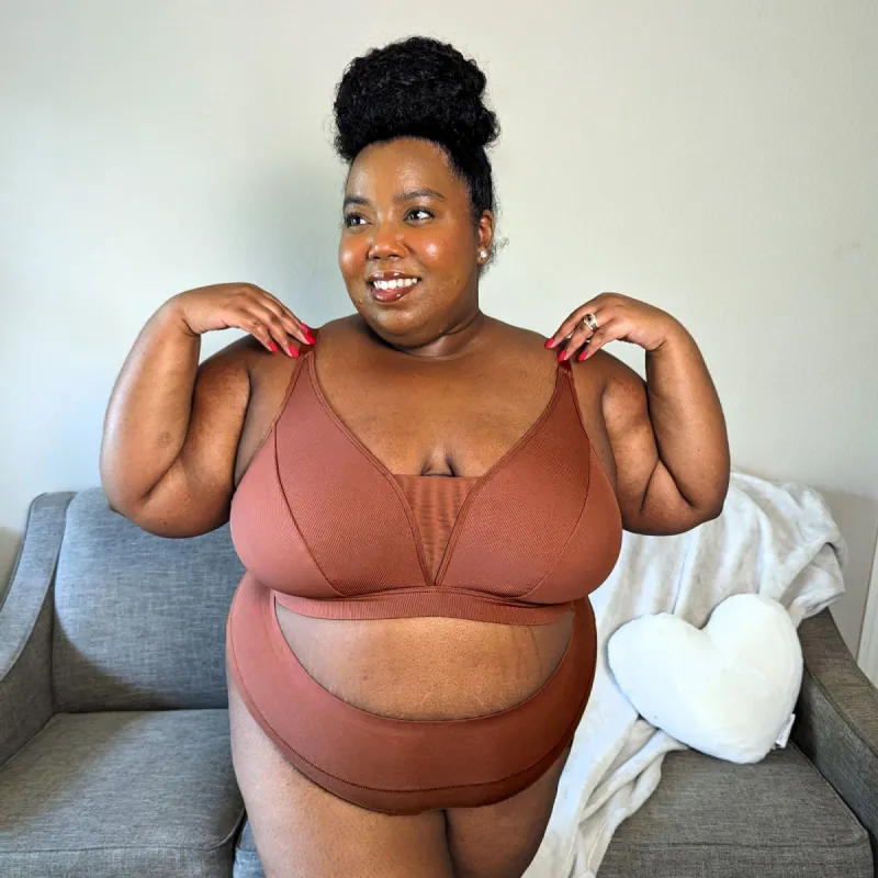 Ribbed Bra Full Cup - Root Beer sold by Snag Tights
