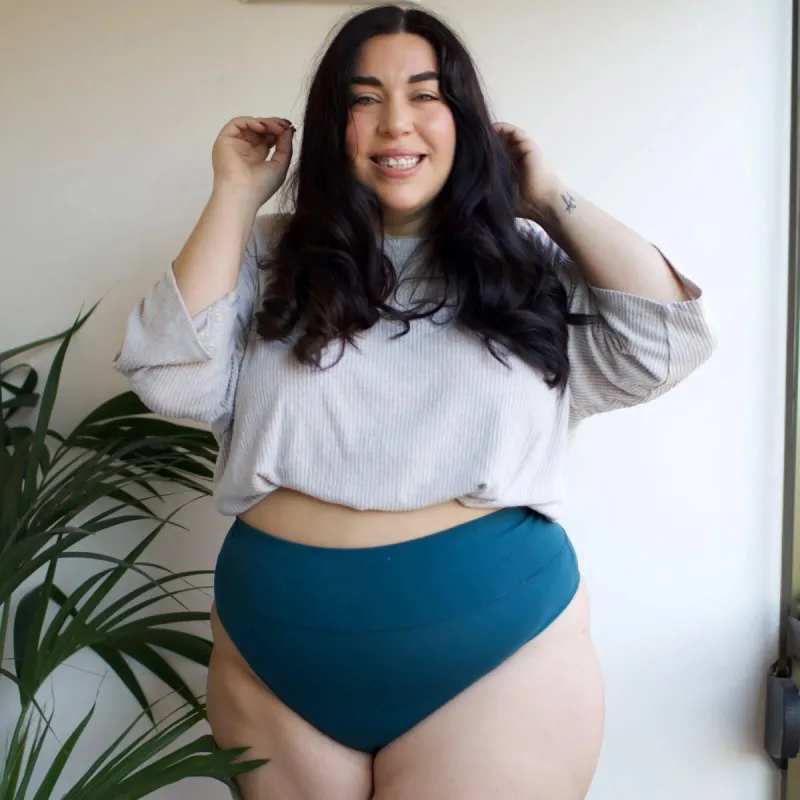 Organic Cotton Cheeky High Leg Panties - Aurora sold by Snag Tights