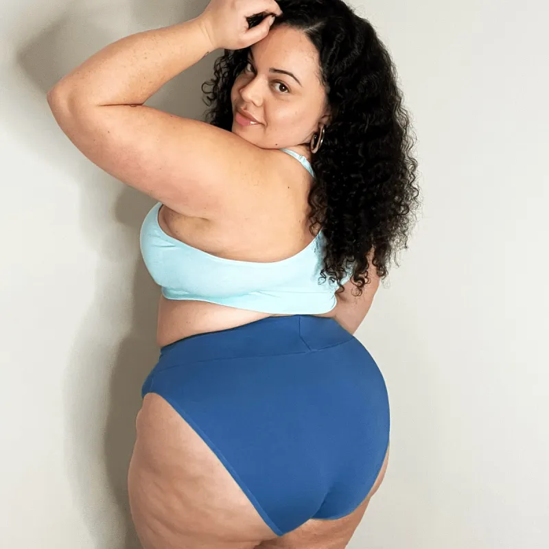 Organic Cotton Super High Leg Panties - Denim sold by Snag Tights