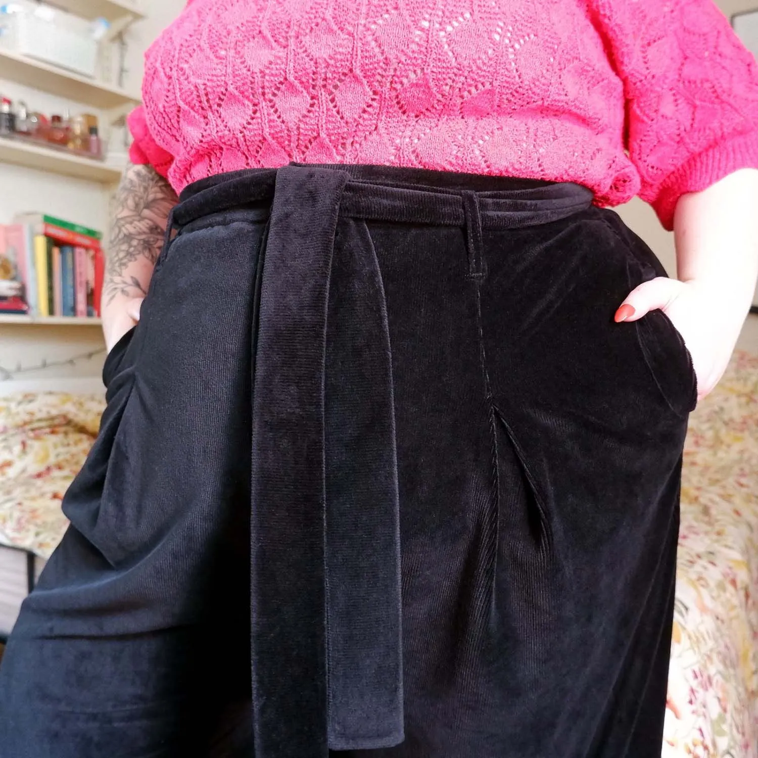 Wide Leg Cord Tailored Trousers - Black sold by Snag Tights product image thumbnail 5