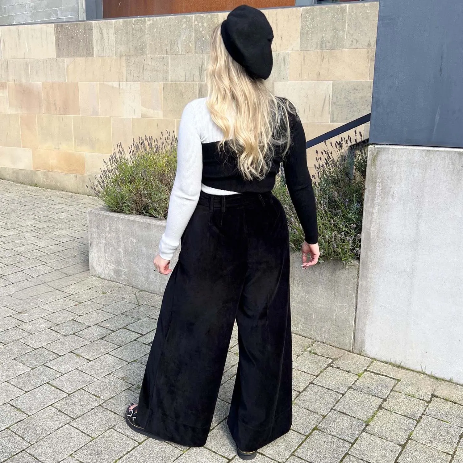 Wide Leg Cord Tailored Trousers - Black sold by Snag Tights product image thumbnail 4