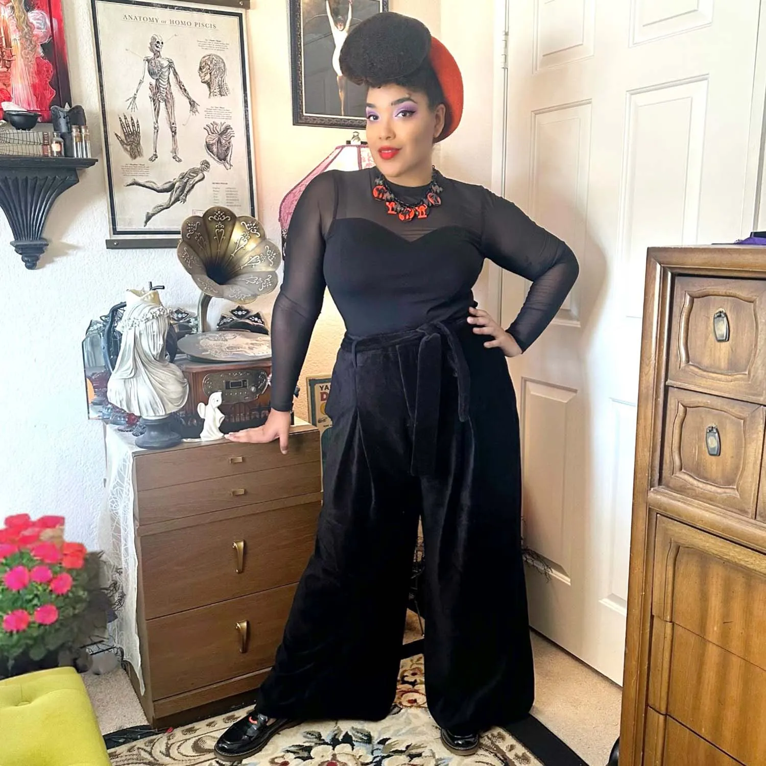 Wide Leg Cord Tailored Trousers - Black sold by Snag Tights product image thumbnail 2