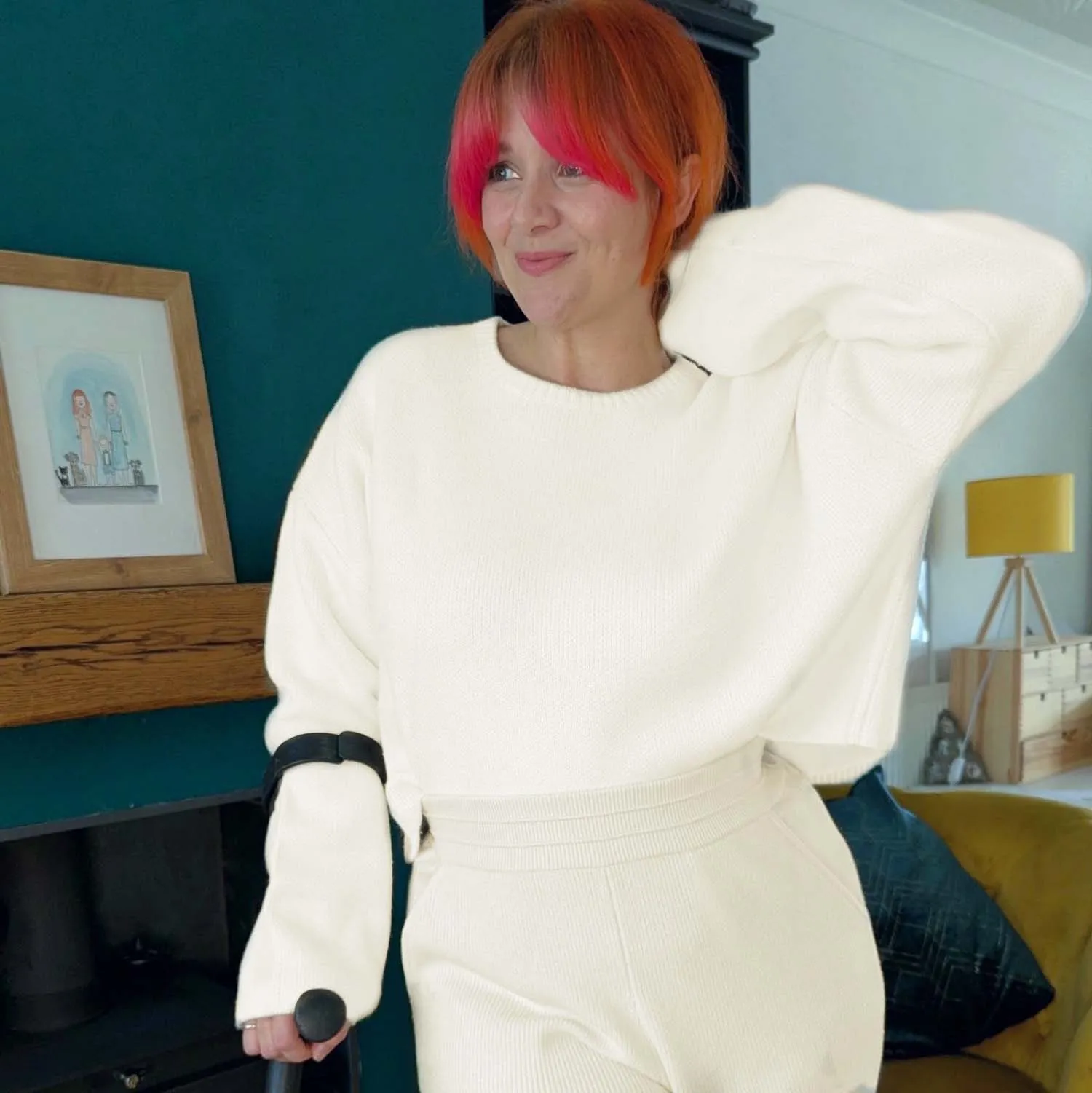 Knit Rib Wide Leg Trousers - Oatmeal sold by Snag Tights product image thumbnail 3