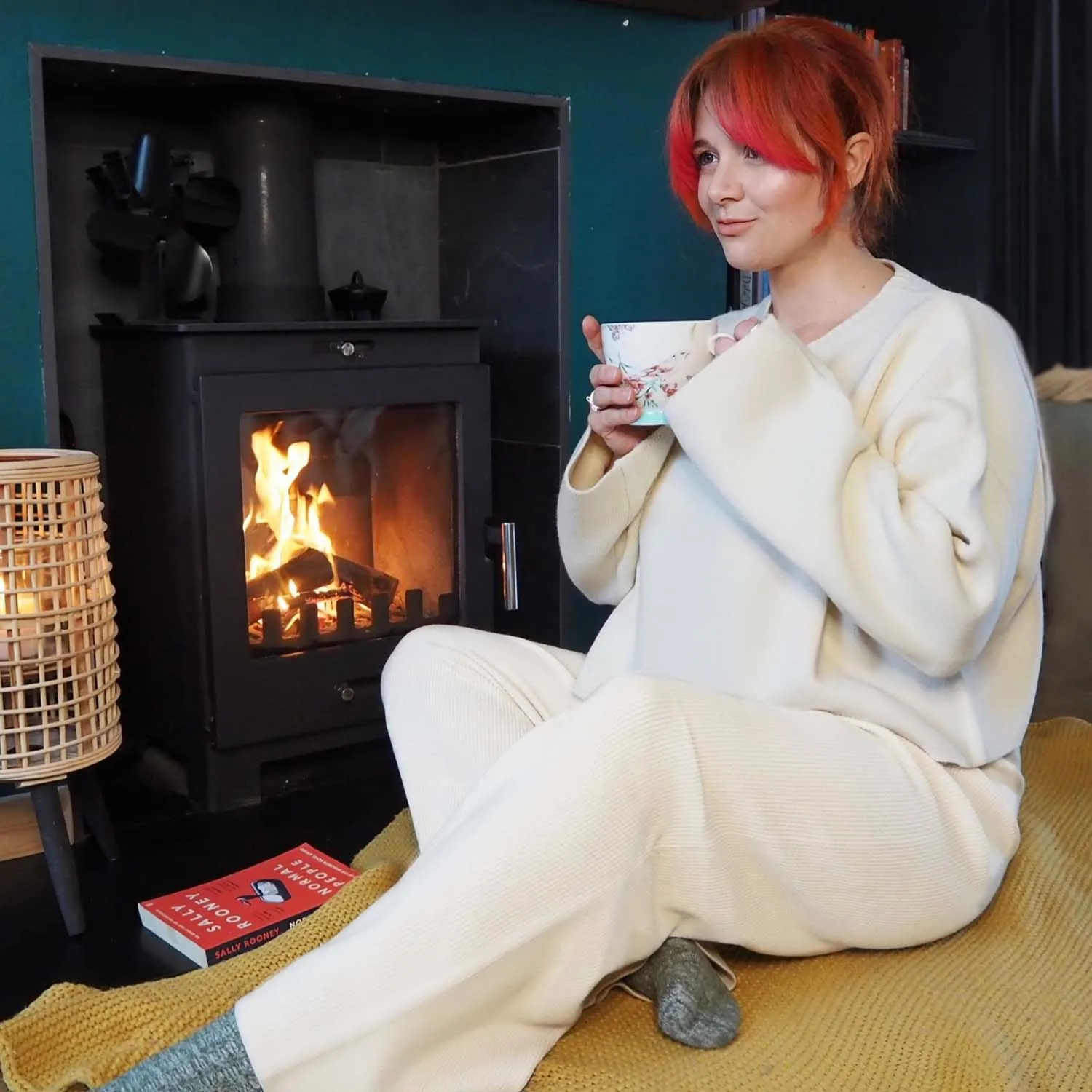 Knit Rib Wide Leg Trousers - Oatmeal sold by Snag Tights product image thumbnail 2