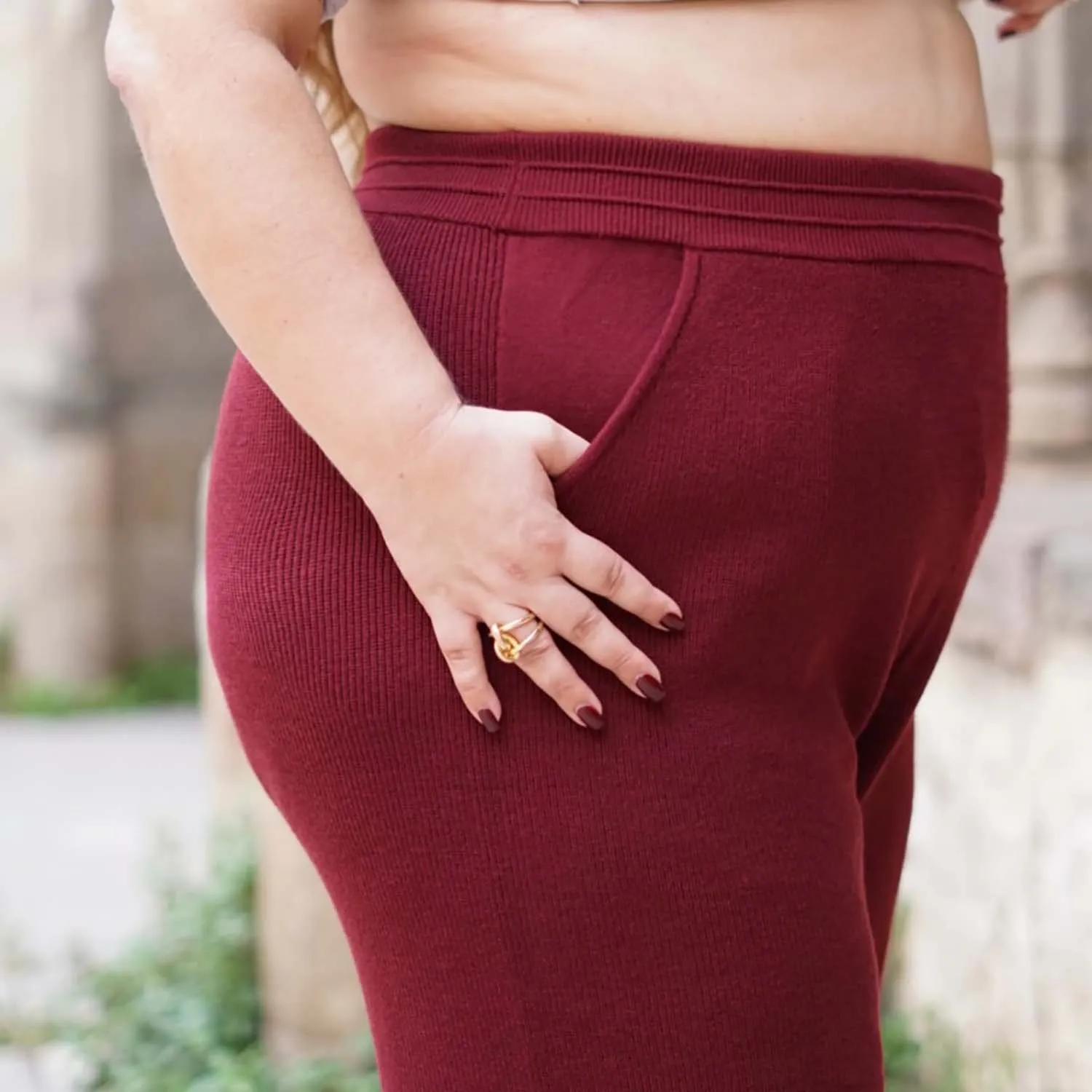 Knit Rib Wide Leg Trousers - Roast sold by Snag Tights product image thumbnail 3