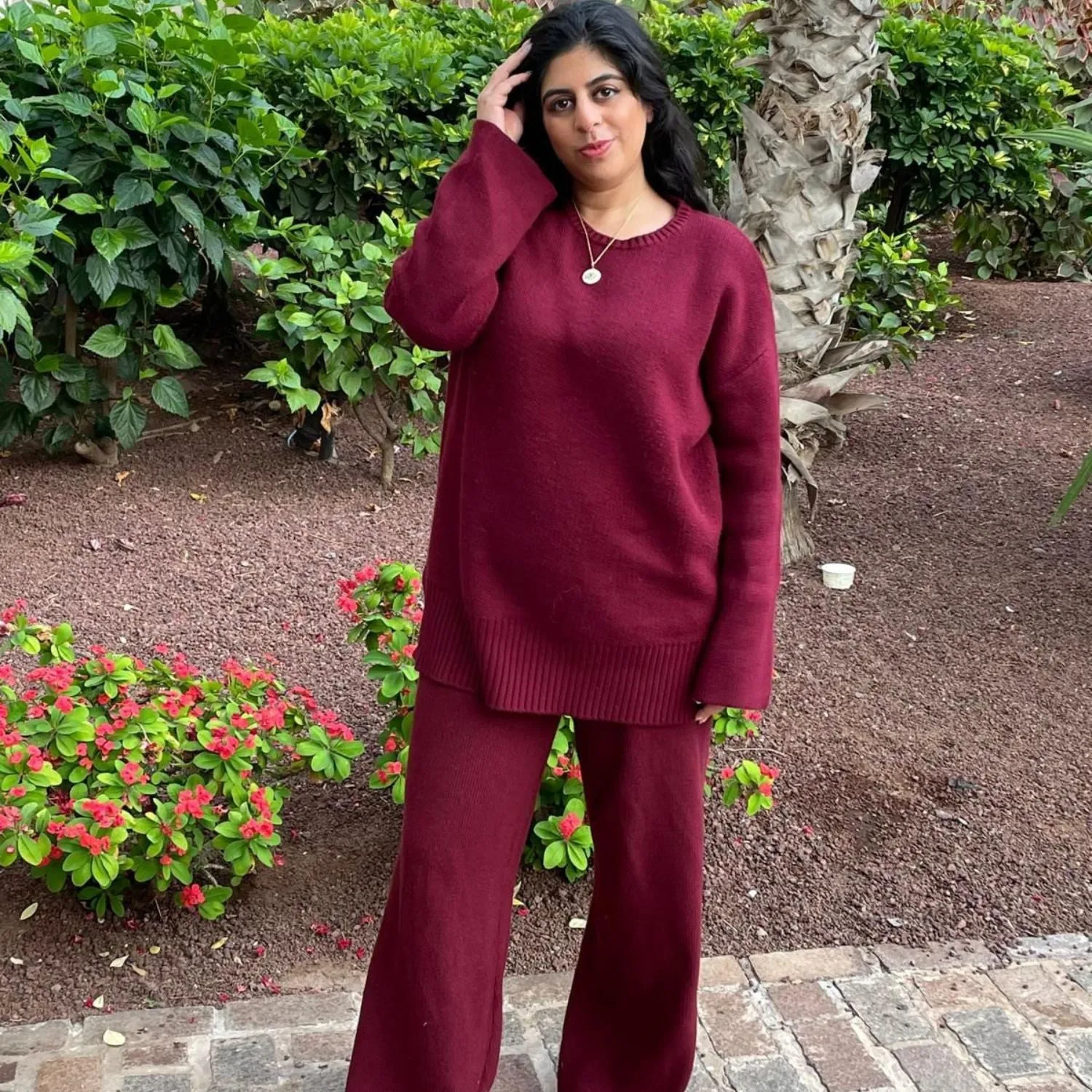 Knit Rib Wide Leg Trousers - Roast sold by Snag Tights product image thumbnail 4