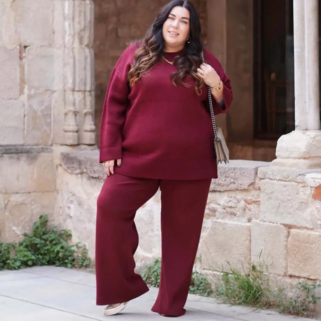 Knit Rib Wide Leg Trousers - Roast sold by Snag Tights product image thumbnail 5