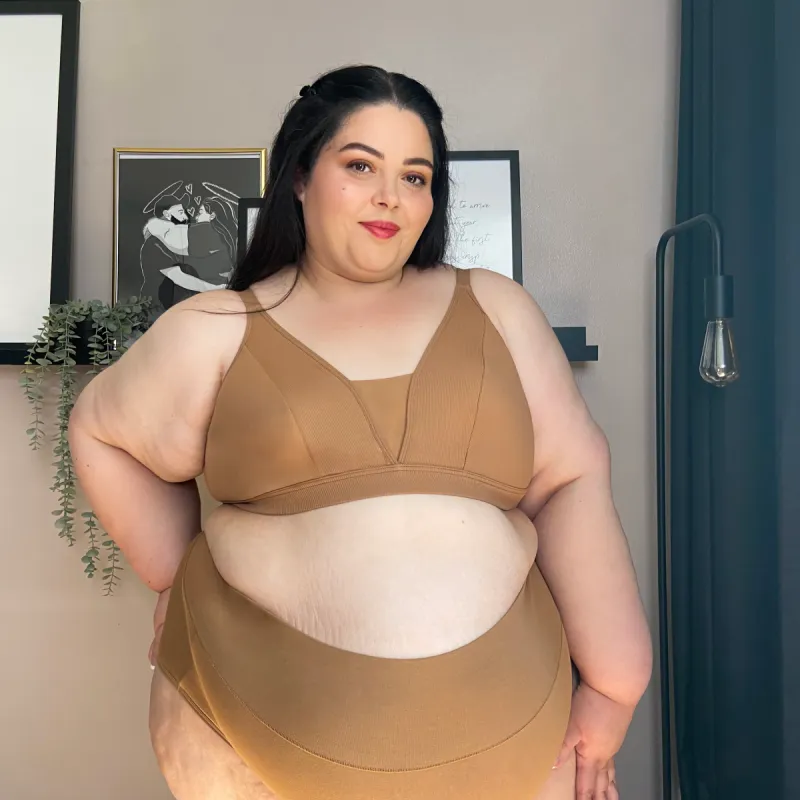 Everyday Ribbed Bra - Caramel sold by Snag Tights