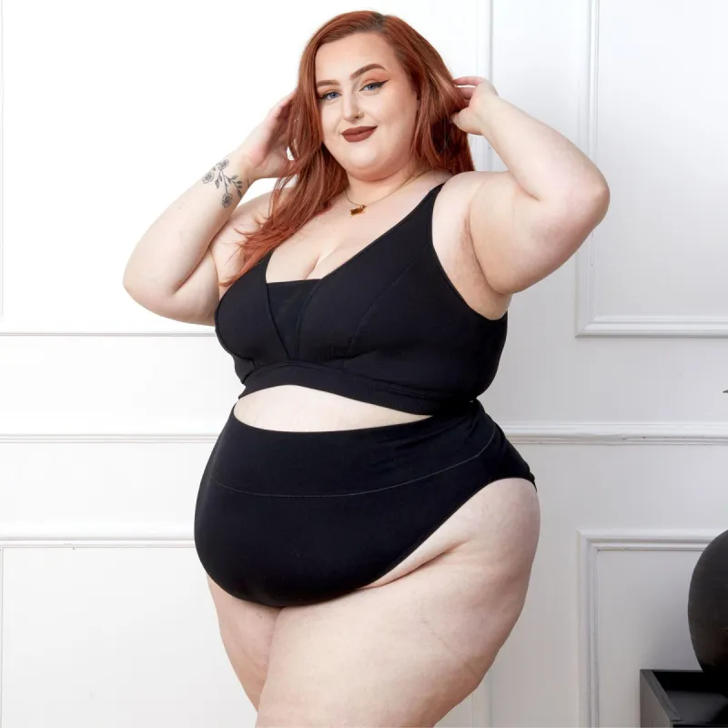 Everyday Ribbed Bra - Black sold by Snag Tights