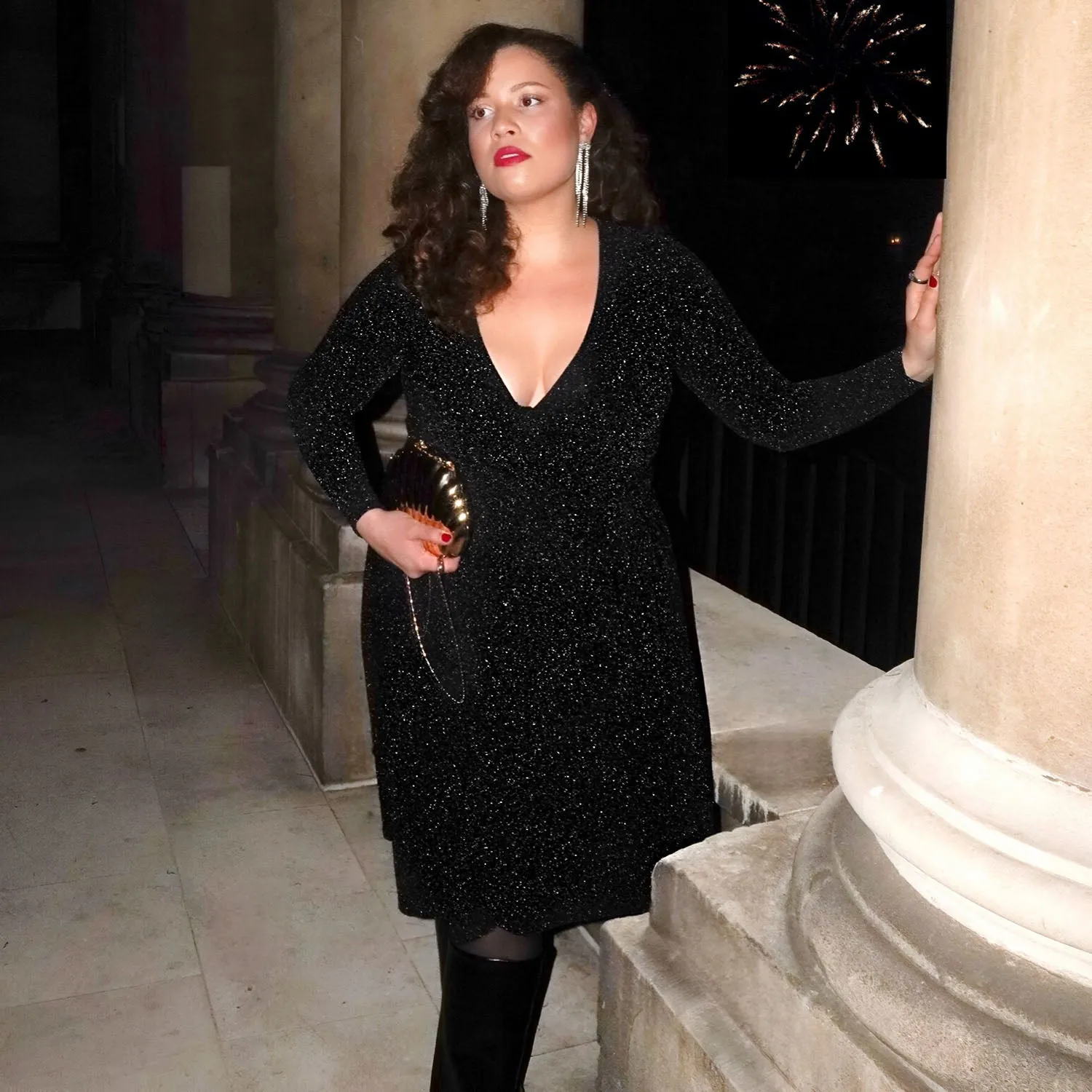 Lurex Wrap Dress - Black sold by Snag Tights product image thumbnail 3