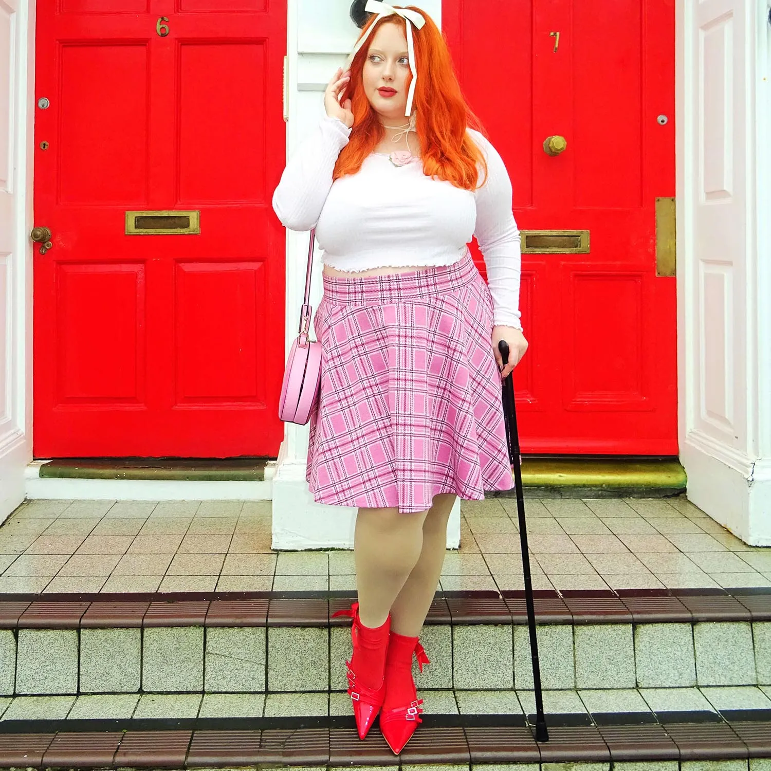 Plaid Mini-Flare Skirt - Highland Rose (V2) sold by Snag Tights product image thumbnail 5