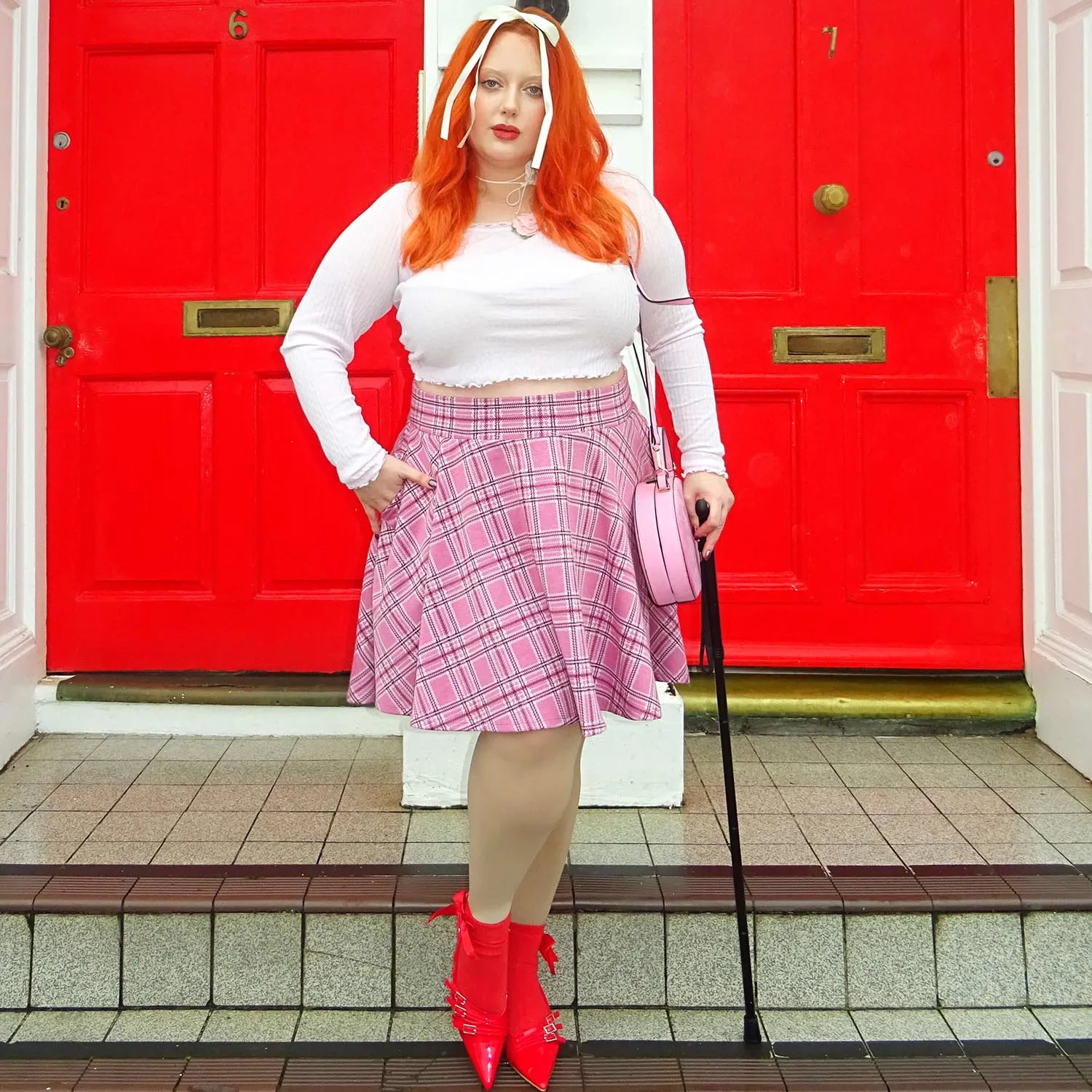 Plaid Mini-Flare Skirt - Highland Rose (V2) sold by Snag Tights product image thumbnail 2
