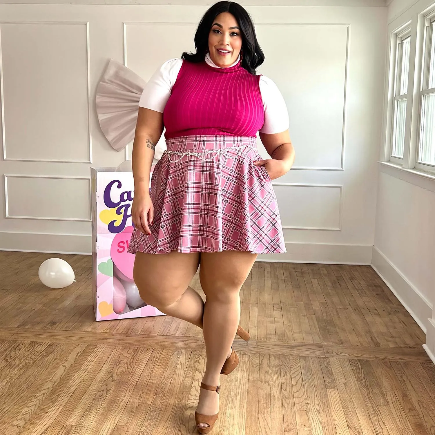 Plaid Mini-Flare Skirt - Highland Rose (V2) sold by Snag Tights