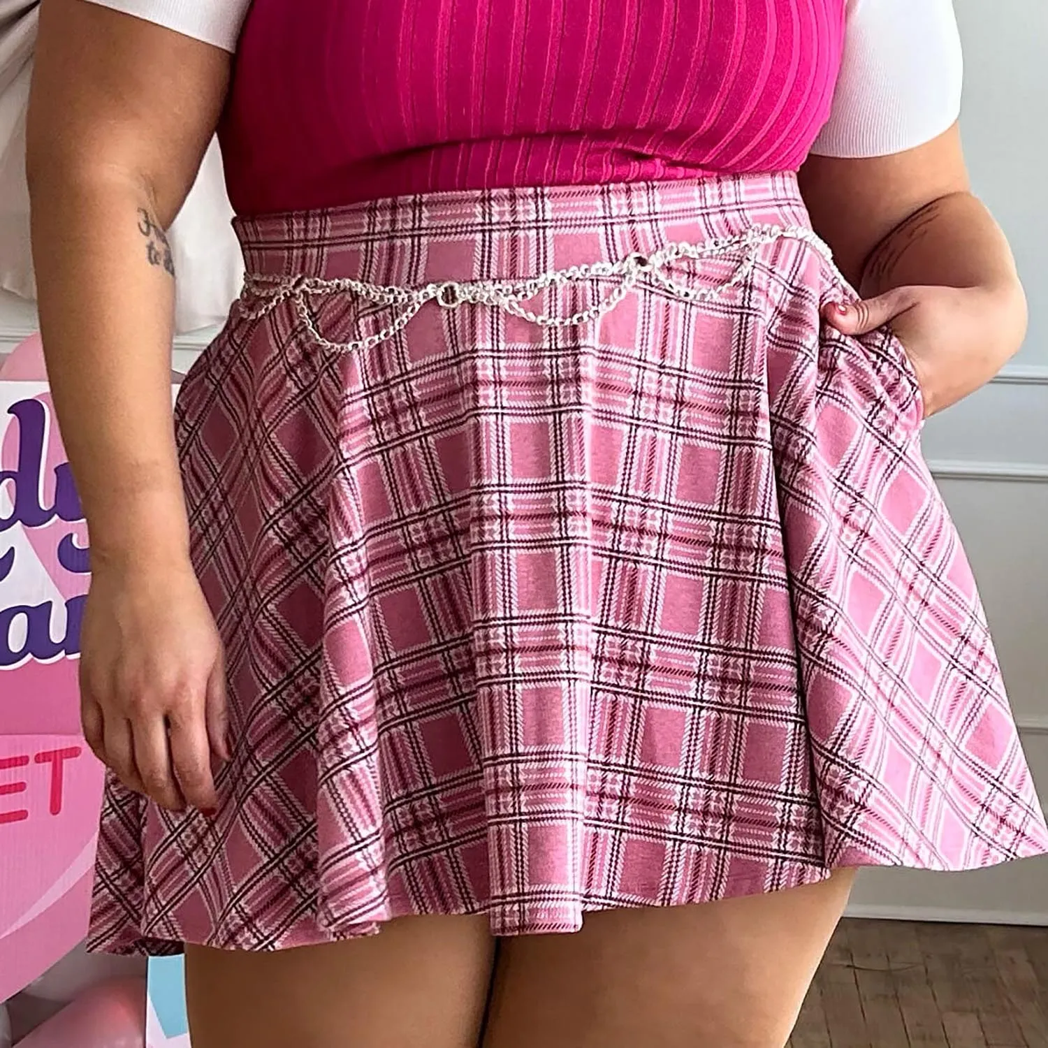 Plaid Mini-Flare Skirt - Highland Rose (V2) sold by Snag Tights product image thumbnail 3