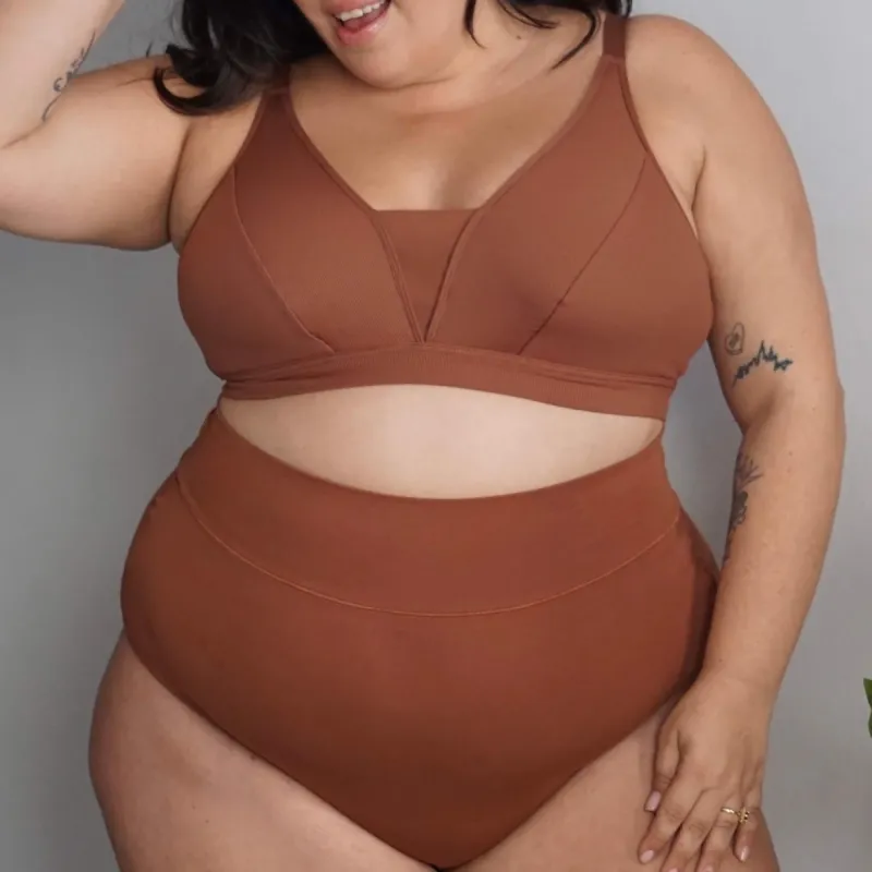 Organic Cotton Super High Waist Panties - Root Beer sold by Snag Tights