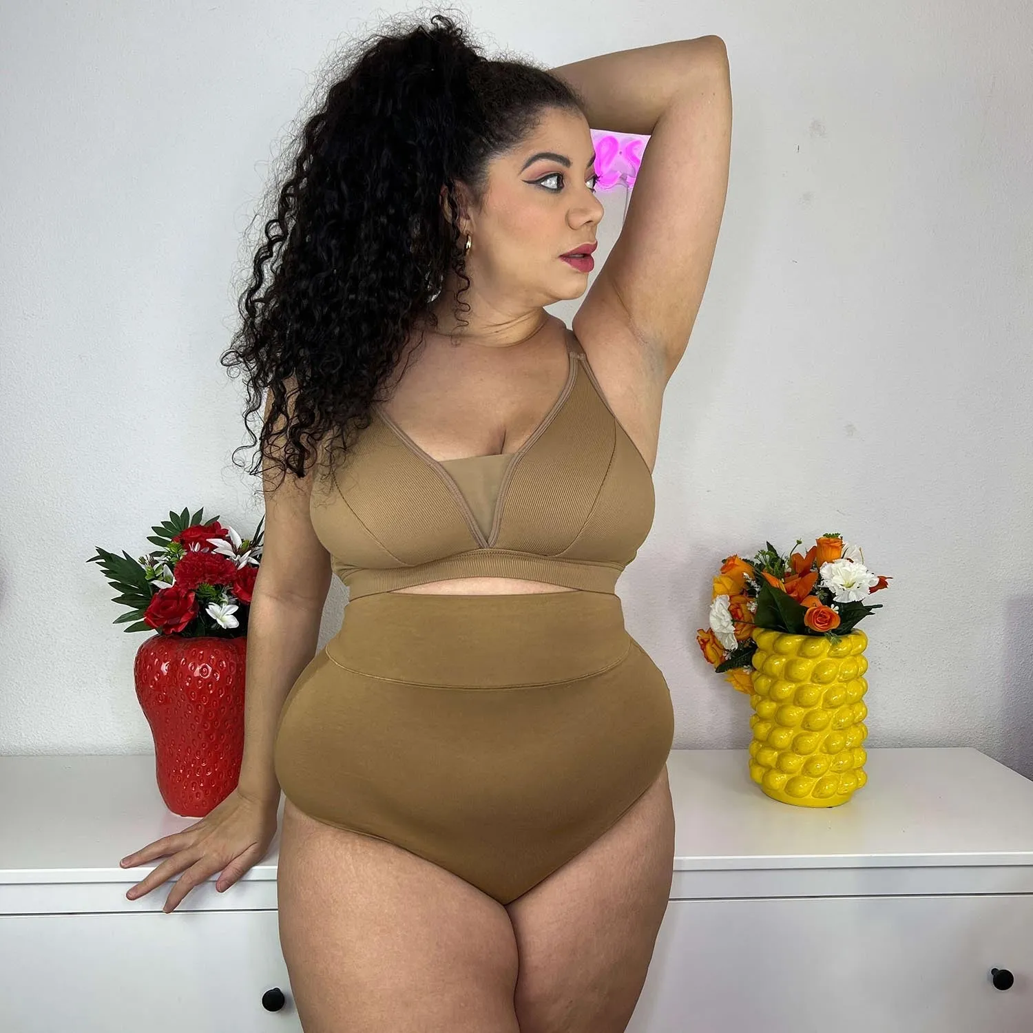 Organic Cotton Super High Waist Panties - Caramel sold by Snag Tights product image thumbnail 5