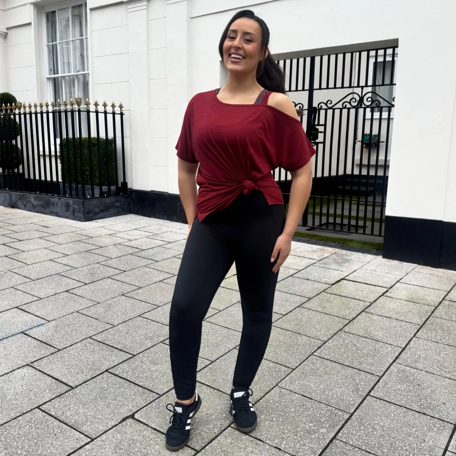 Long Buttery Leggings With Design - Black sold by Snag Tights product image thumbnail 2