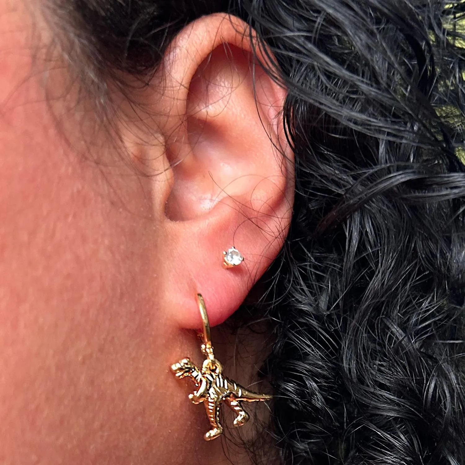 Dinosaur Hoop Earrings - Gold sold by Snag Tights product image thumbnail 2