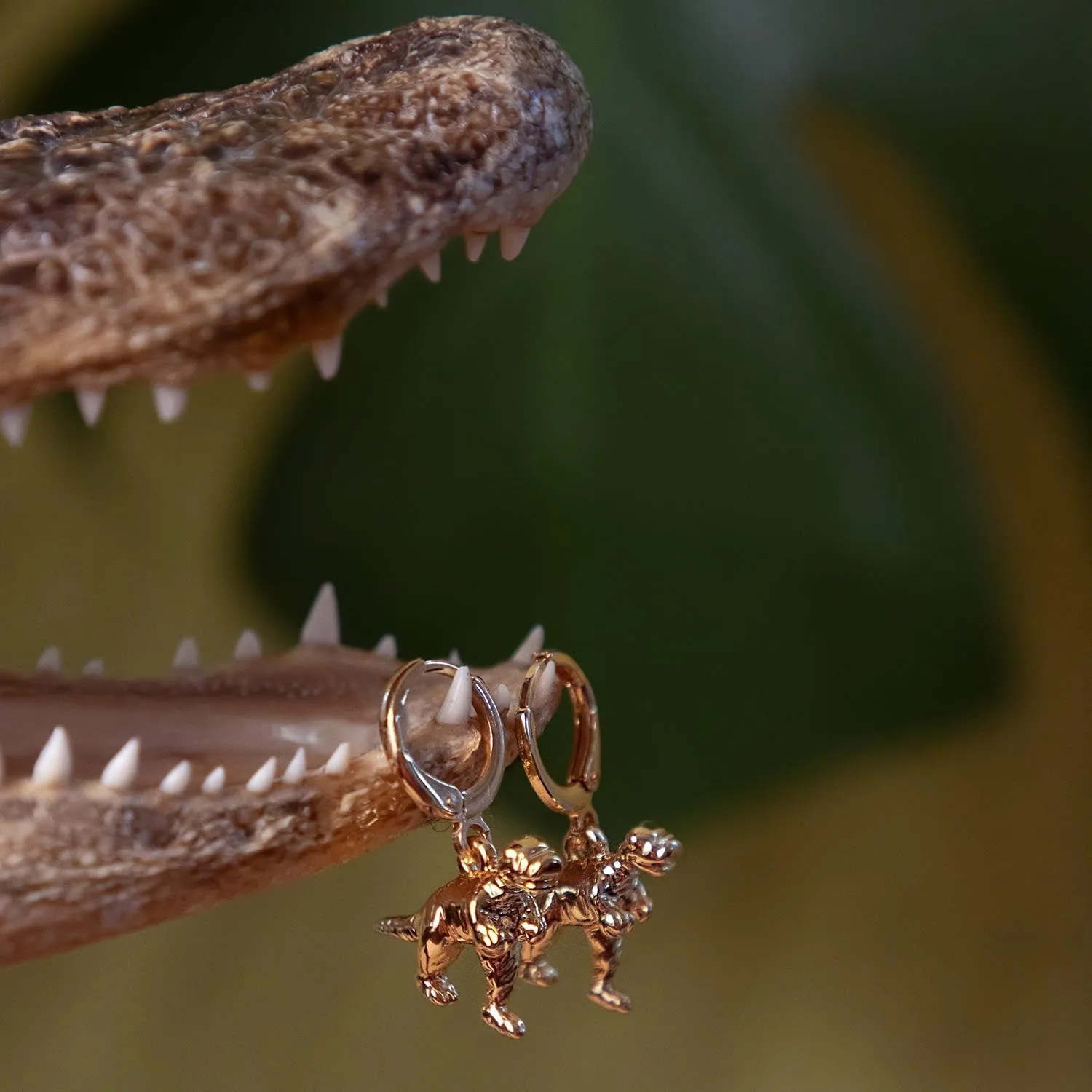 Dinosaur Hoop Earrings - Gold sold by Snag Tights product image thumbnail 3