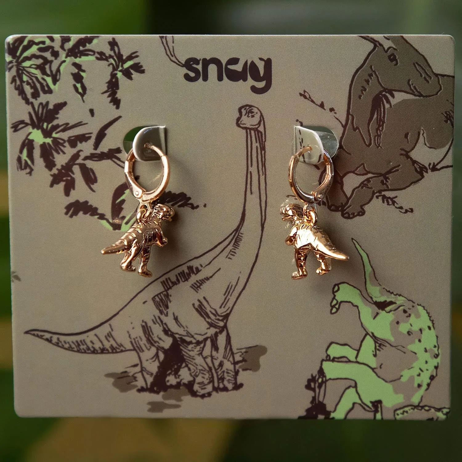 Dinosaur Hoop Earrings - Gold sold by Snag Tights product image thumbnail 4