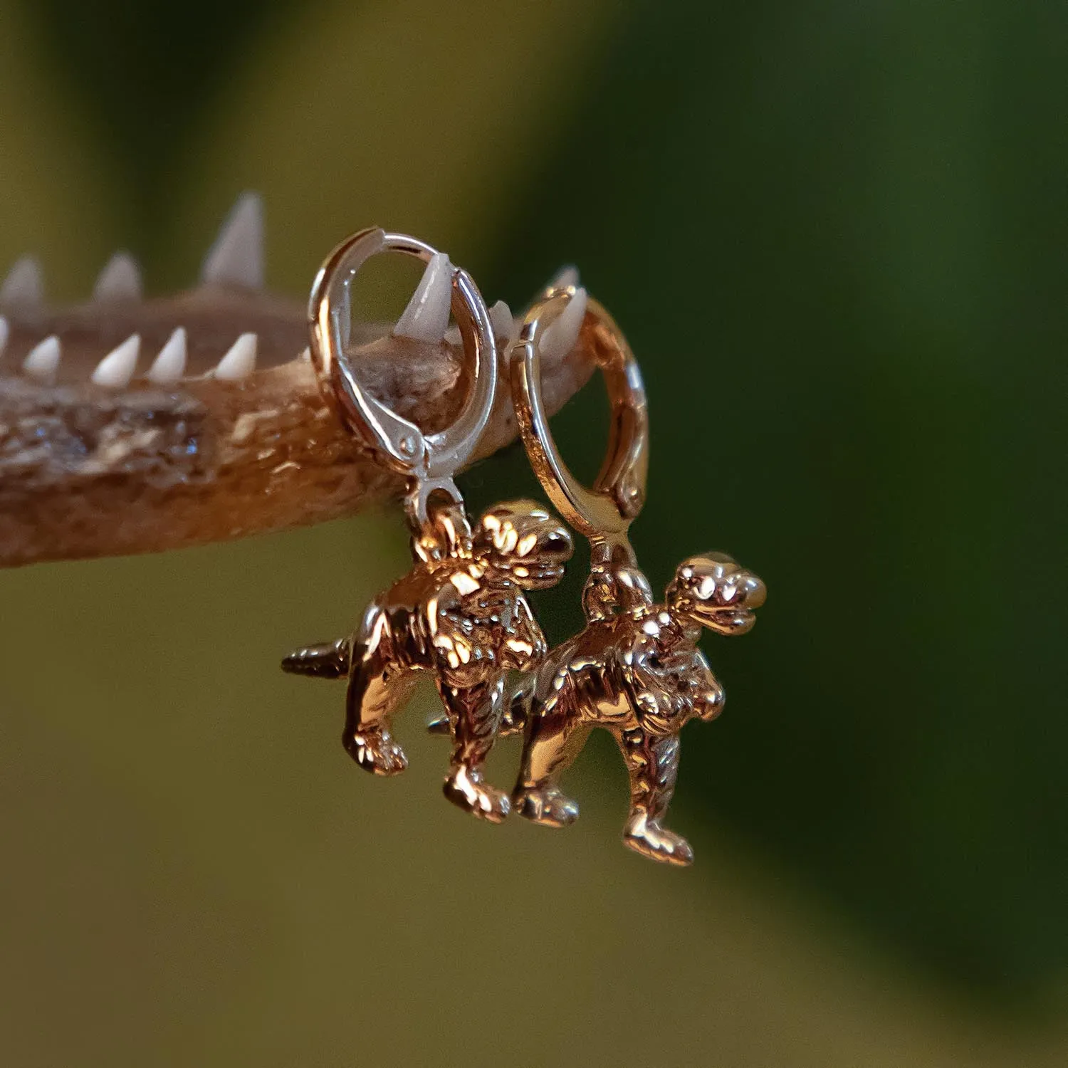 Dinosaur Hoop Earrings - Gold sold by Snag Tights
